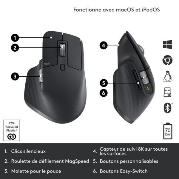 Souris Logitech MX Master 3S (Graphite)